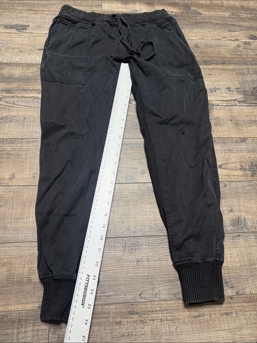 Standard James Perse Mixed Media Black Drawstring Jogger Pants Women's Small 1 - Picture 11 of 12